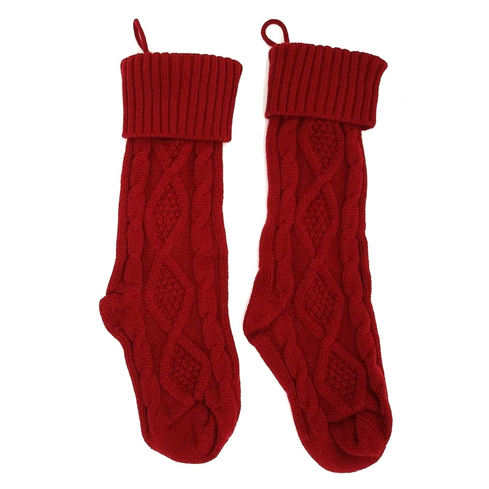 Christmas Stockings Set of 2 Burgundy, 18 Inches Large Christmas Stockings